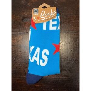 Robin Ruth I Love Texas Socks Blue Red White Stars Men One Size Fits Most